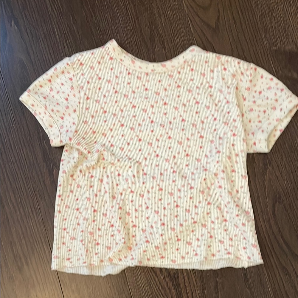 Harlow Cream and Pink Short Sleeve Floral Tee